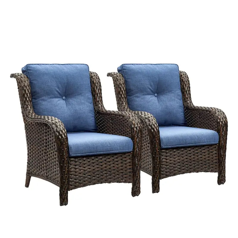 Chaises de patio extérieures en rotin Gymojoy avec coussins, ensemble de 2