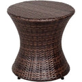 Table d'appoint d'extérieur ronde en osier de 50 cm de haut