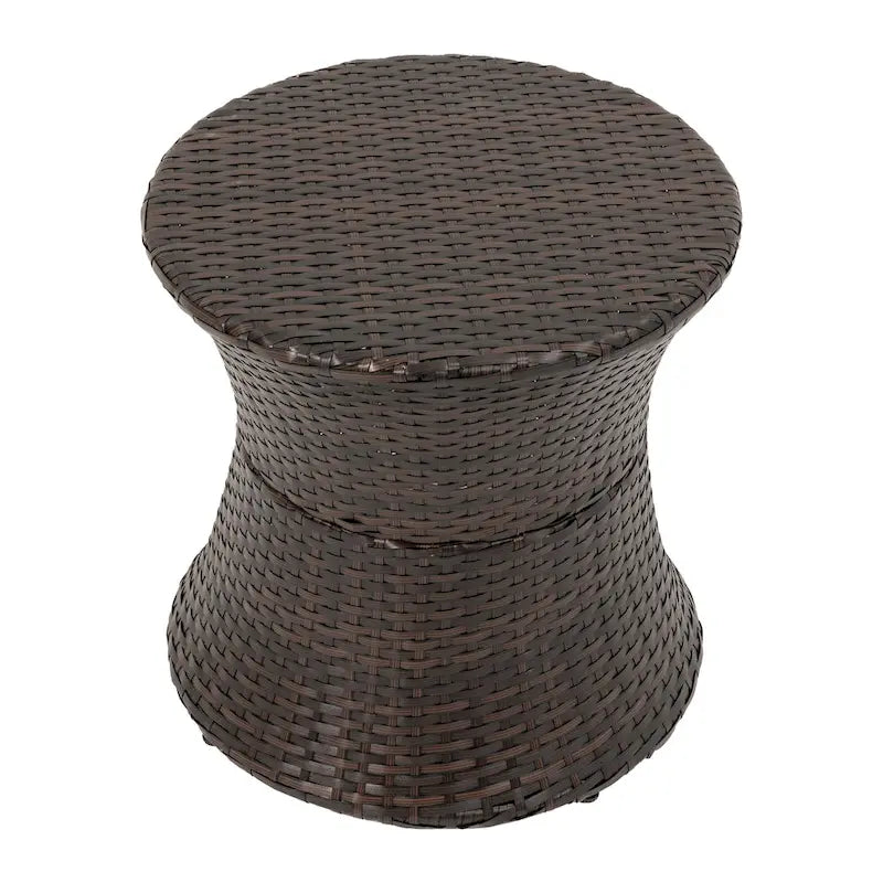 Table d'appoint d'extérieur ronde en osier de 50 cm de haut