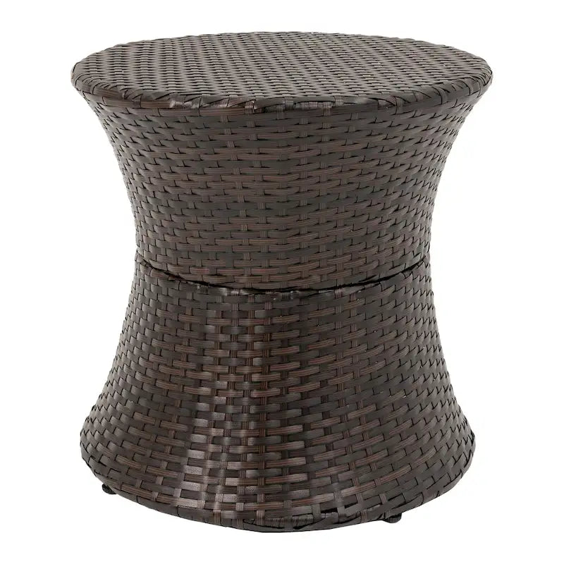 Table d'appoint d'extérieur ronde en osier de 50 cm de haut
