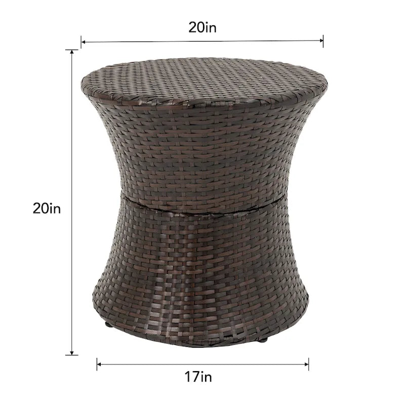 Table d'appoint d'extérieur ronde en osier de 50 cm de haut