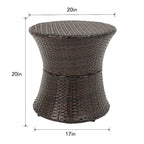 Table d'appoint d'extérieur ronde en osier de 50 cm de haut