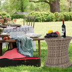 Table d'appoint d'extérieur ronde en osier de 50 cm de haut