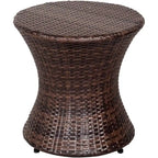 Table d'appoint d'extérieur ronde en osier de 50 cm de haut
