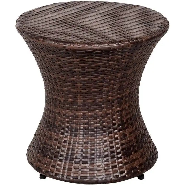 Table d'appoint d'extérieur ronde en osier de 50 cm de haut