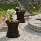 Table d'appoint d'extérieur ronde en osier de 50 cm de haut