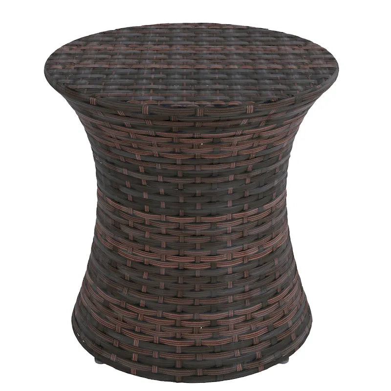 Table d'appoint d'extérieur ronde en osier de 50 cm de haut