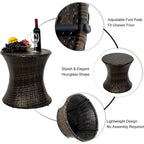 Table d'appoint d'extérieur ronde en osier de 50 cm de haut