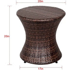 Table d'appoint d'extérieur ronde en osier de 50 cm de haut