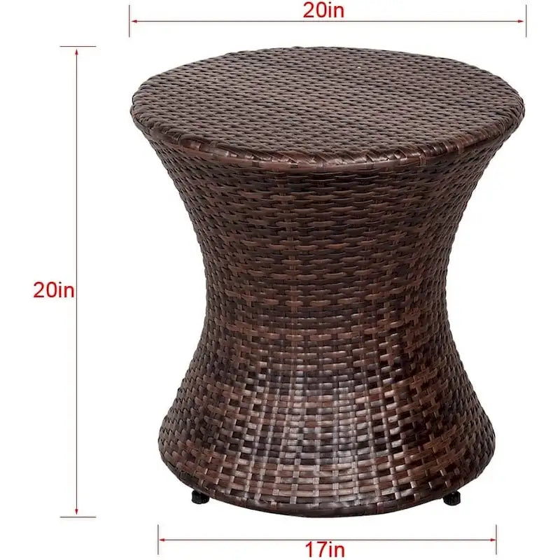 Table d'appoint d'extérieur ronde en osier de 50 cm de haut