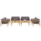 Ensemble de meubles de patio en rotin 8 pièces avec canapé rembourré en bois d'acacia