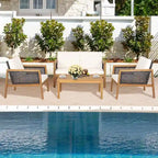 Ensemble de meubles de patio en rotin 8 pièces avec canapé rembourré en bois d'acacia