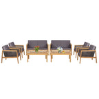 Ensemble de meubles de patio en rotin 8 pièces avec canapé rembourré en bois d'acacia