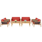 Ensemble de meubles de patio en rotin 8 pièces avec canapé rembourré en bois d'acacia