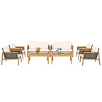 Ensemble de meubles de patio en rotin 8 pièces avec canapé rembourré en bois d'acacia