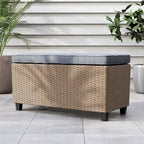 Banc de canapé d'extérieur rembourré en osier contemporain Decker par M&L Co.