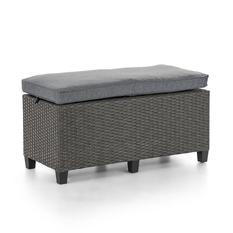 Banc de canapé d'extérieur rembourré en osier contemporain Decker par M&L Co.