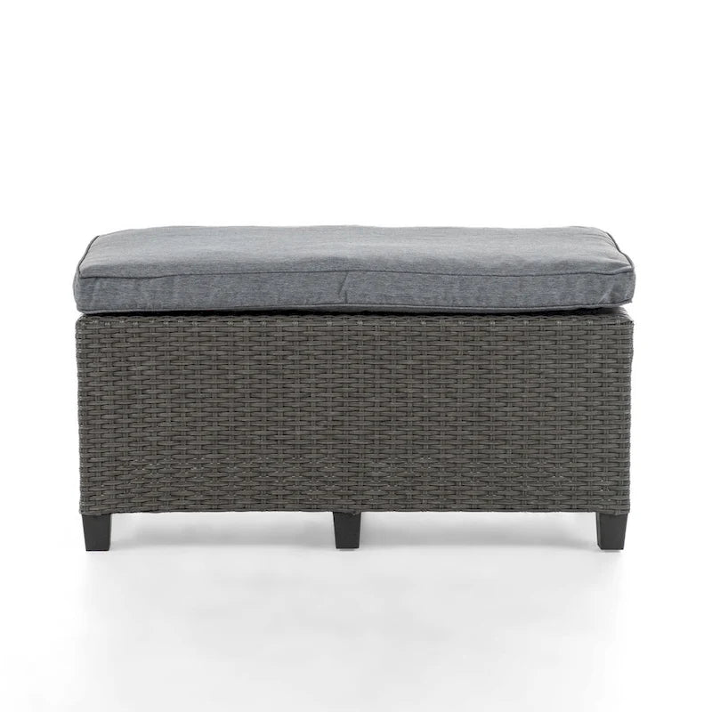 Banc de canapé d'extérieur rembourré en osier contemporain Decker par M&L Co.