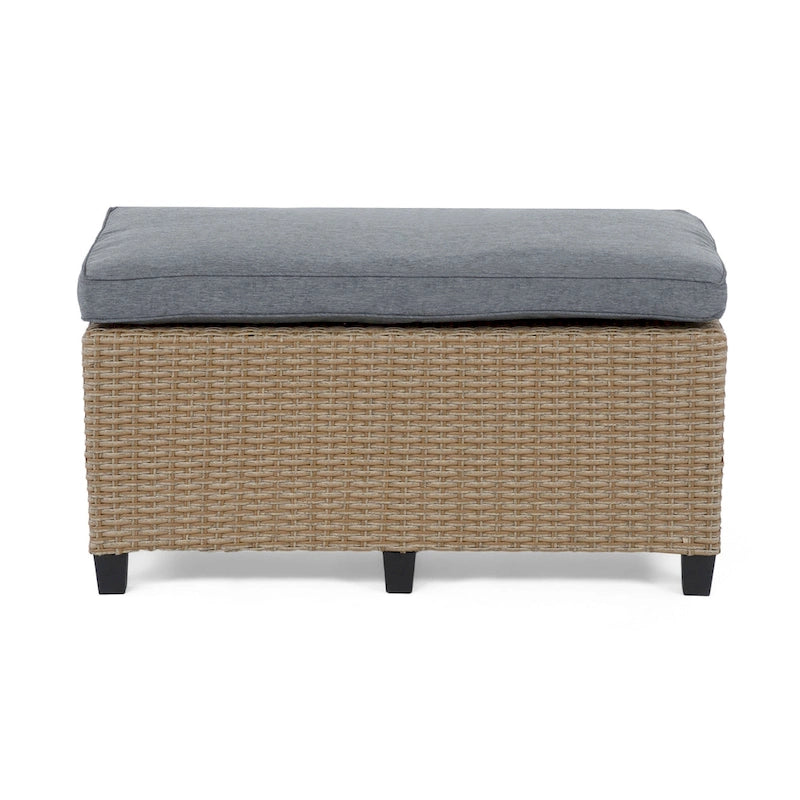 Banc de canapé d'extérieur rembourré en osier contemporain Decker par M&L Co.