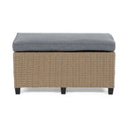 Banc de canapé d'extérieur rembourré en osier contemporain Decker par M&L Co.