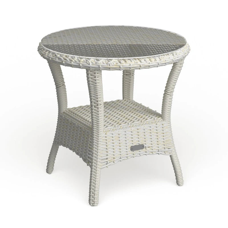 Table d'appoint d'extérieur en osier Bayview avec plateau en verre trempé