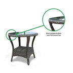 Table d'appoint d'extérieur en osier Bayview avec plateau en verre trempé