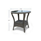 Table d'appoint d'extérieur en osier Bayview avec plateau en verre trempé