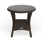 Table d'appoint d'extérieur en osier Bayview avec plateau en verre trempé