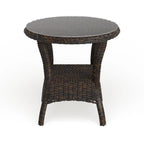 Table d'appoint d'extérieur en osier Bayview avec plateau en verre trempé