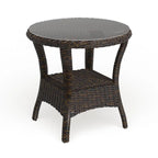 Table d'appoint d'extérieur en osier Bayview avec plateau en verre trempé