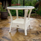 Table d'appoint d'extérieur en osier Bayview avec plateau en verre trempé