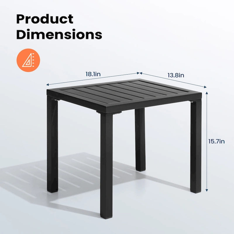 Pellebant Table d'appoint d'extérieur en aluminium pour patio, table de bout rectangulaire - 46 cm (L) * 35 cm (l) * 40 cm (H)