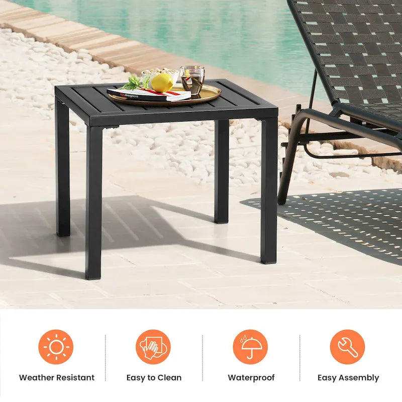 Pellebant Table d'appoint d'extérieur en aluminium pour patio, table de bout rectangulaire - 46 cm (L) * 35 cm (l) * 40 cm (H)