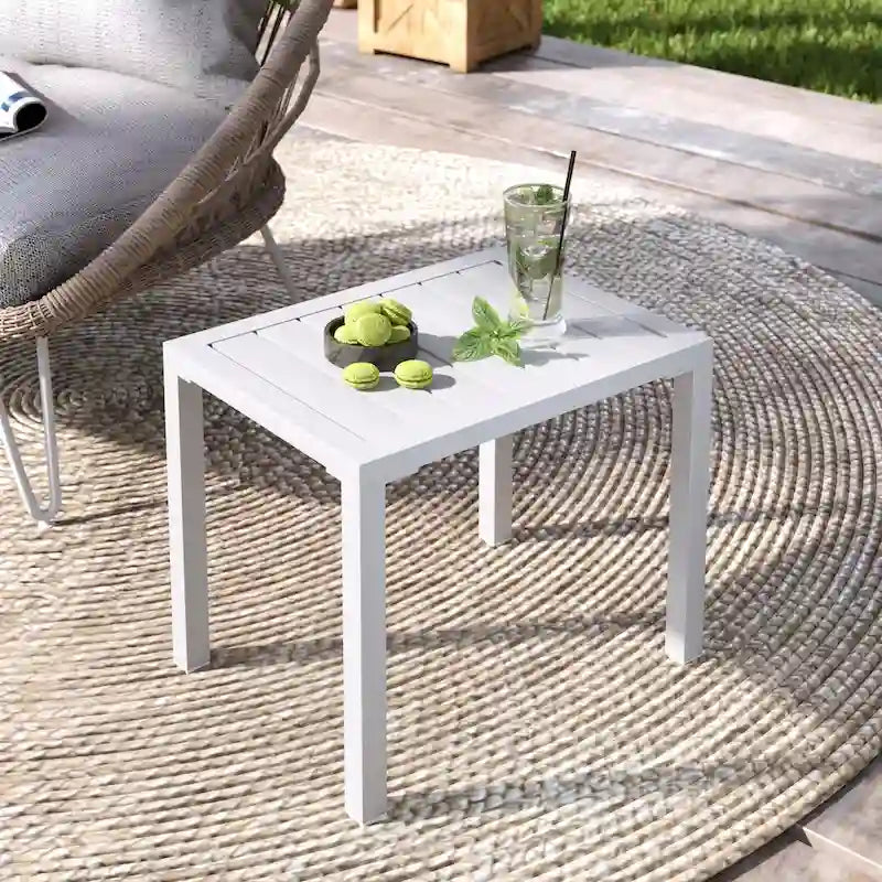 Pellebant Table d'appoint d'extérieur en aluminium pour patio, table de bout rectangulaire - 46 cm (L) * 35 cm (l) * 40 cm (H)
