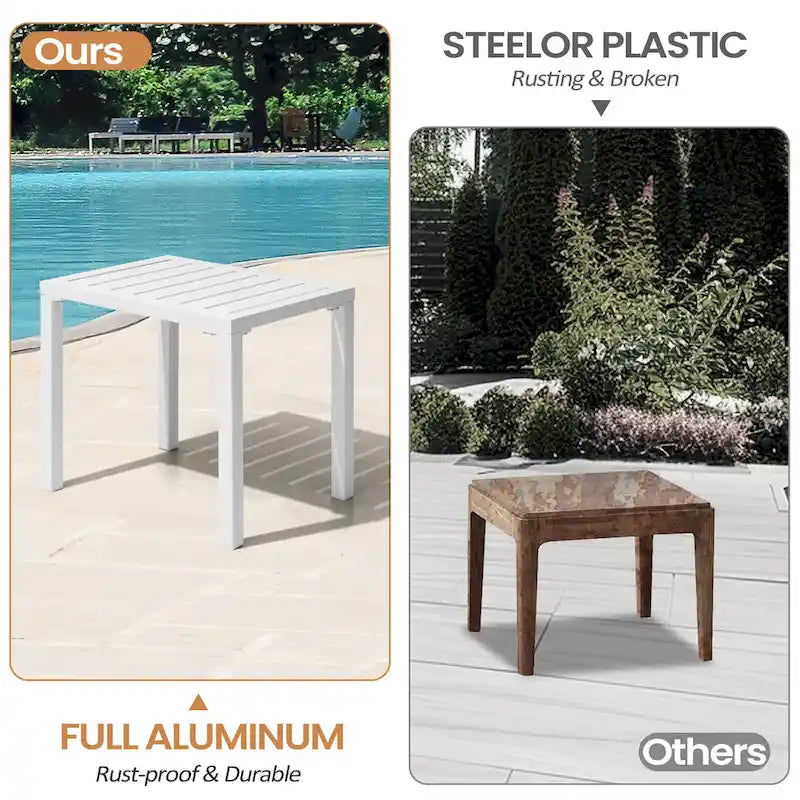 Pellebant Table d'appoint d'extérieur en aluminium pour patio, table de bout rectangulaire - 46 cm (L) * 35 cm (l) * 40 cm (H)