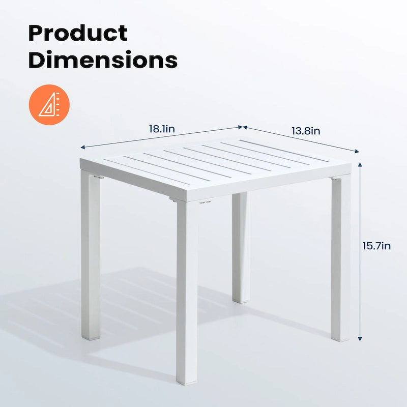 Pellebant Table d'appoint d'extérieur en aluminium pour patio, table de bout rectangulaire - 46 cm (L) * 35 cm (l) * 40 cm (H)