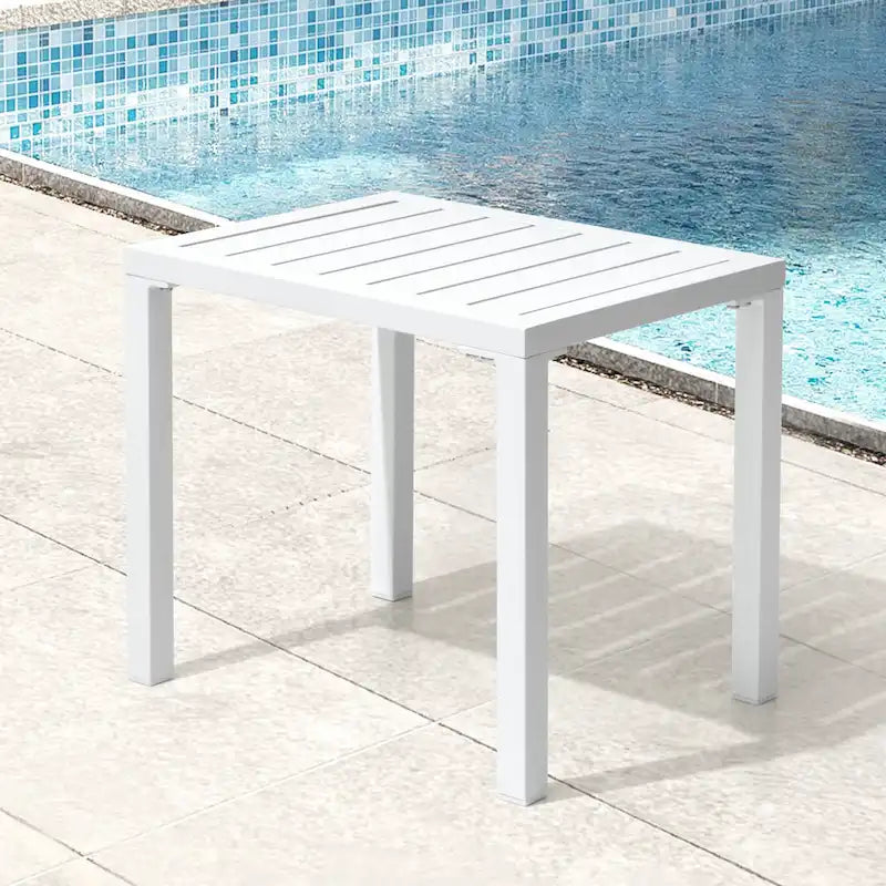 Pellebant Table d'appoint d'extérieur en aluminium pour patio, table de bout rectangulaire - 46 cm (L) * 35 cm (l) * 40 cm (H)