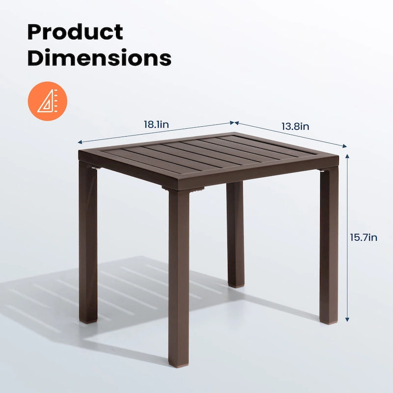 Pellebant Table d'appoint d'extérieur en aluminium pour patio, table de bout rectangulaire - 46 cm (L) * 35 cm (l) * 40 cm (H)
