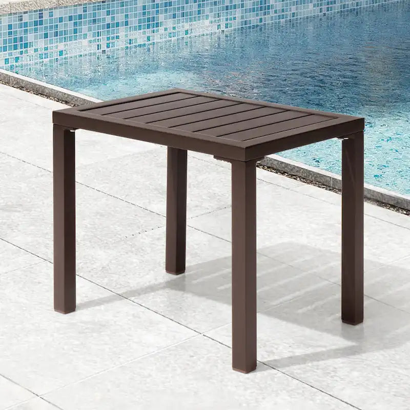 Pellebant Table d'appoint d'extérieur en aluminium pour patio, table de bout rectangulaire - 46 cm (L) * 35 cm (l) * 40 cm (H)