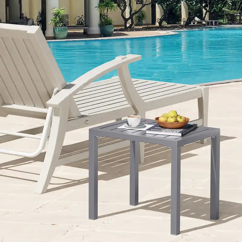 Pellebant Table d'appoint d'extérieur en aluminium pour patio, table de bout rectangulaire - 46 cm (L) * 35 cm (l) * 40 cm (H)