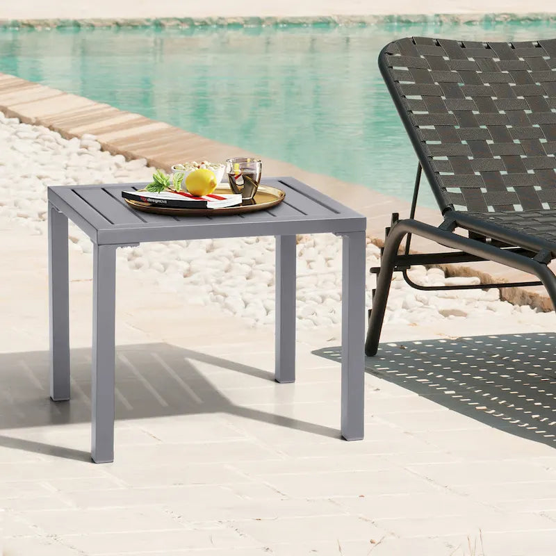 Pellebant Table d'appoint d'extérieur en aluminium pour patio, table de bout rectangulaire - 46 cm (L) * 35 cm (l) * 40 cm (H)