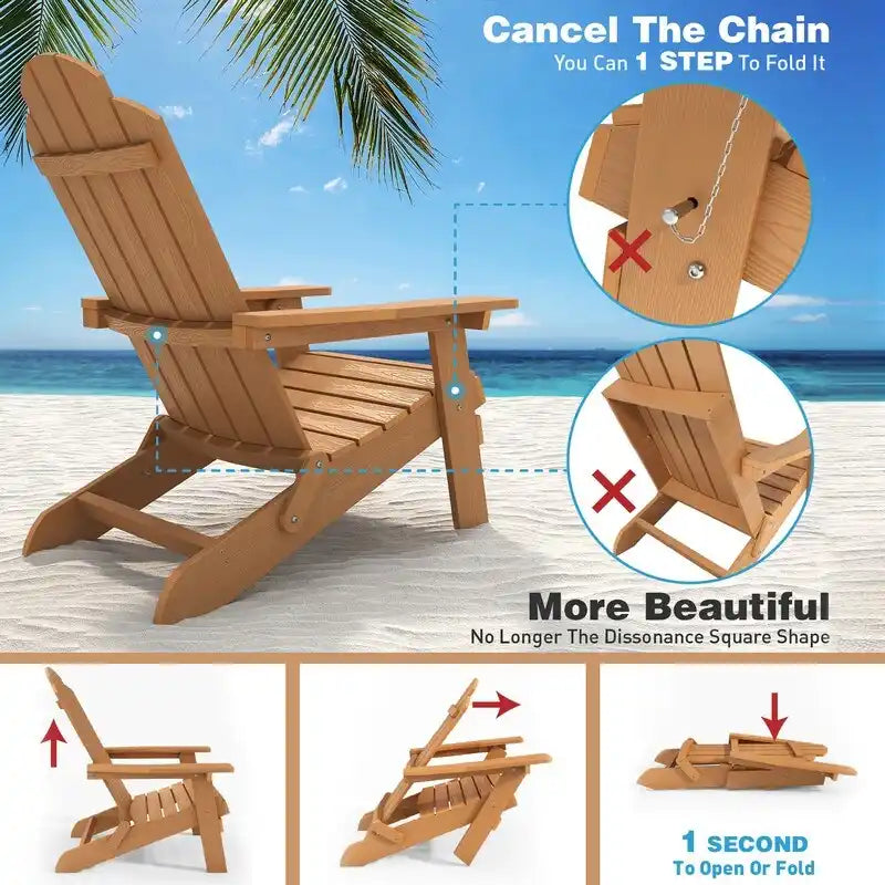 WINSOON Fauteuil Adirondack Pliant d'Extérieur HIPS Tout Temps pour Jardin, Patio