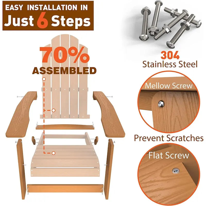WINSOON Fauteuil Adirondack Pliant d'Extérieur HIPS Tout Temps pour Jardin, Patio