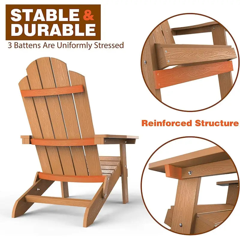 WINSOON Fauteuil Adirondack Pliant d'Extérieur HIPS Tout Temps pour Jardin, Patio