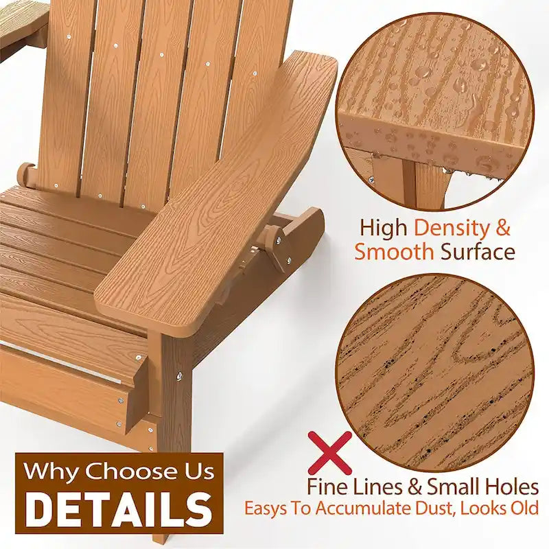WINSOON Fauteuil Adirondack Pliant d'Extérieur HIPS Tout Temps pour Jardin, Patio