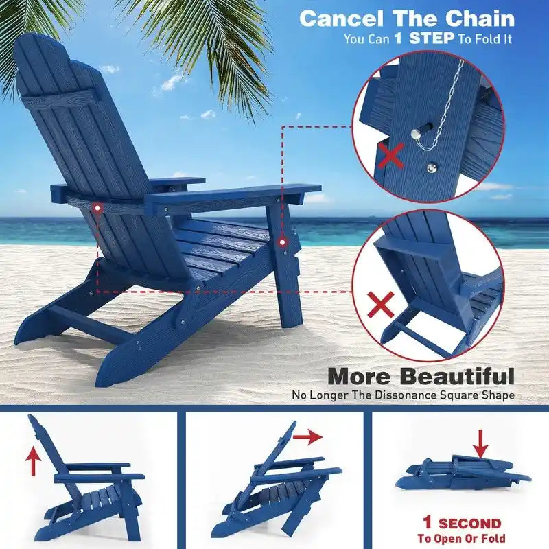 WINSOON Fauteuil Adirondack Pliant d'Extérieur HIPS Tout Temps pour Jardin, Patio