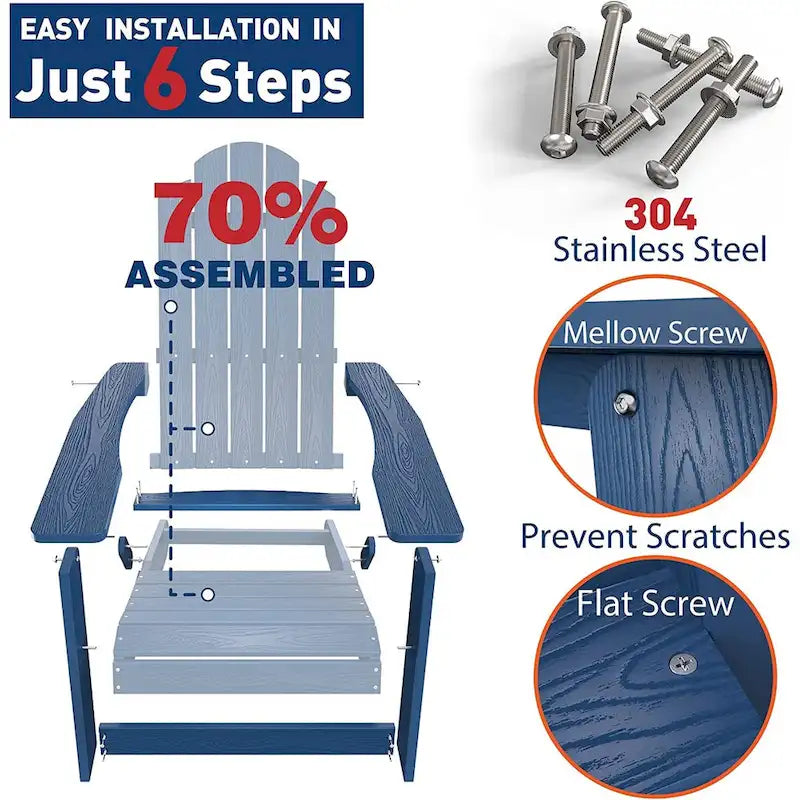 WINSOON Fauteuil Adirondack Pliant d'Extérieur HIPS Tout Temps pour Jardin, Patio