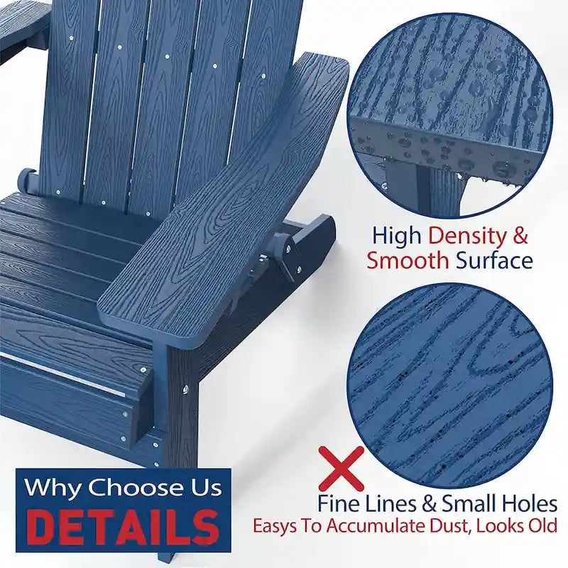 WINSOON Fauteuil Adirondack Pliant d'Extérieur HIPS Tout Temps pour Jardin, Patio