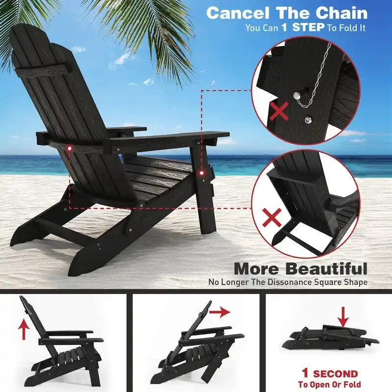 WINSOON Fauteuil Adirondack Pliant d'Extérieur HIPS Tout Temps pour Jardin, Patio