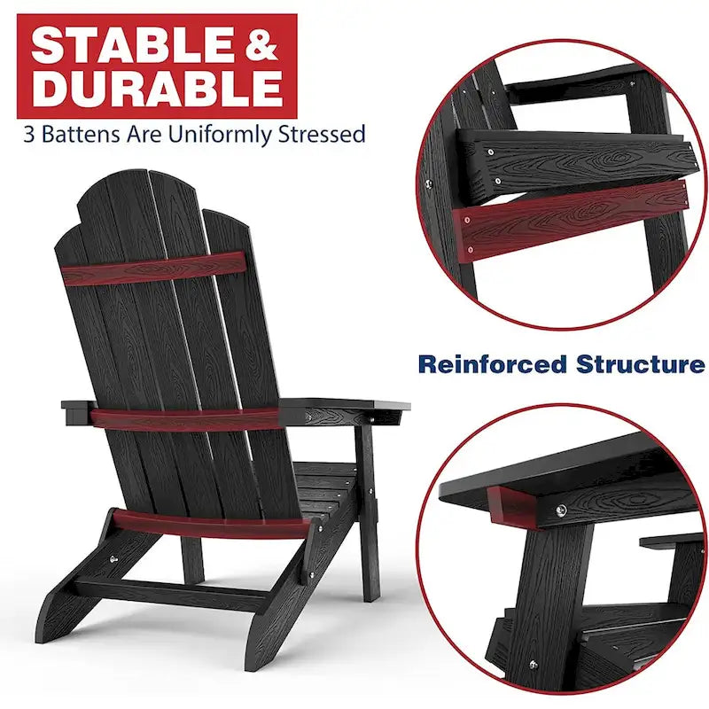 WINSOON Fauteuil Adirondack Pliant d'Extérieur HIPS Tout Temps pour Jardin, Patio
